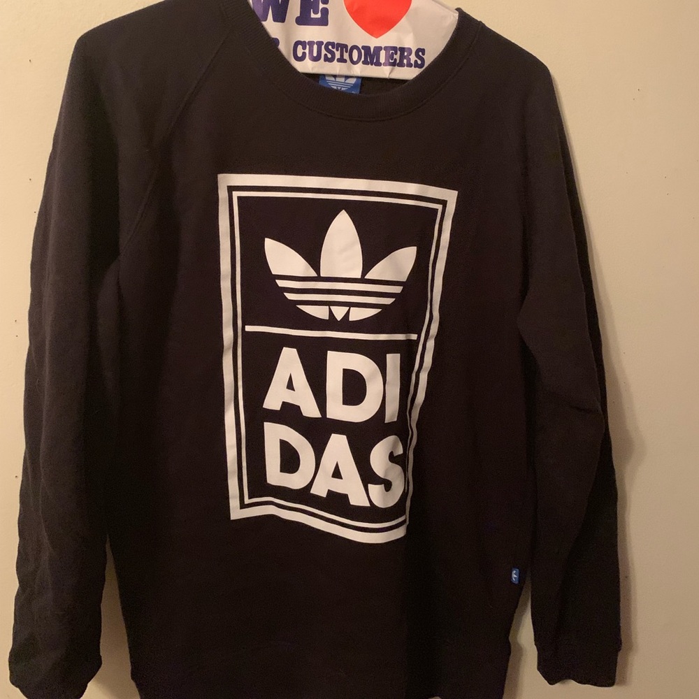 Adidas Black Logo Crewneck Sweatshirt Large